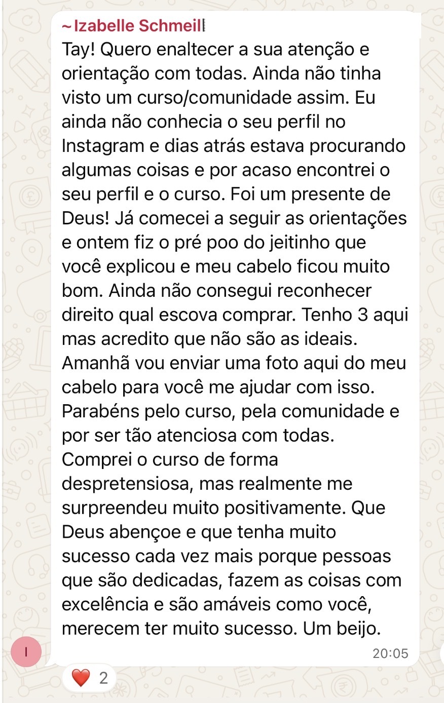 Print de aluna 7 compartilhando resultado do método Escova Perfeita
