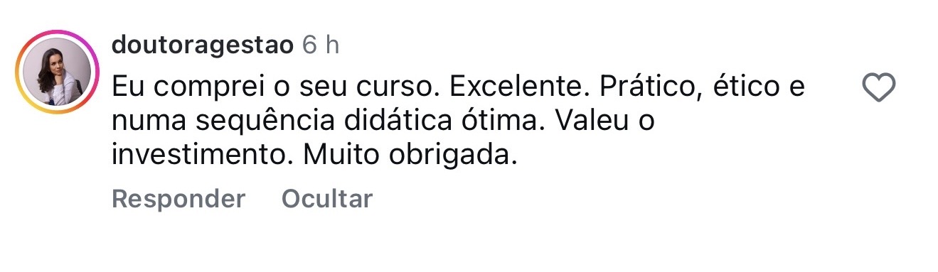 Print de aluna 9 compartilhando resultado do método Escova Perfeita