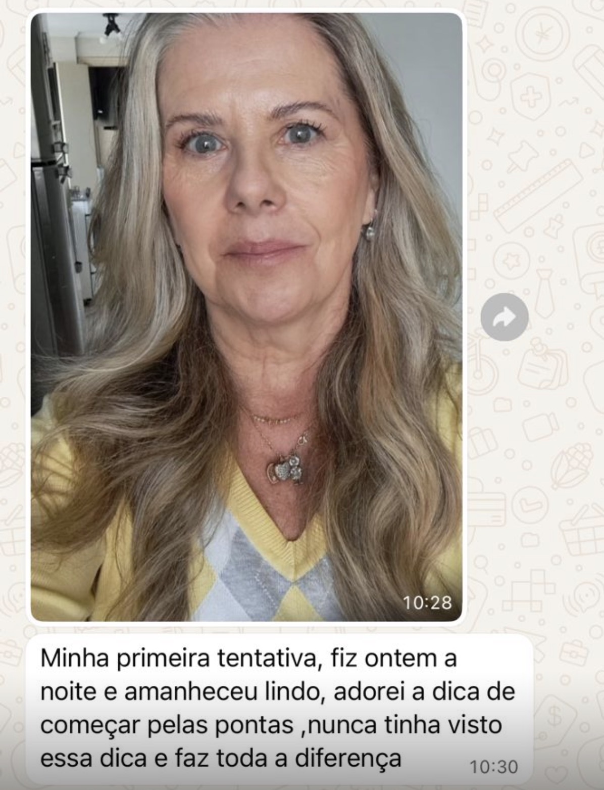 Print de aluna 2 compartilhando resultado do método Escova Perfeita